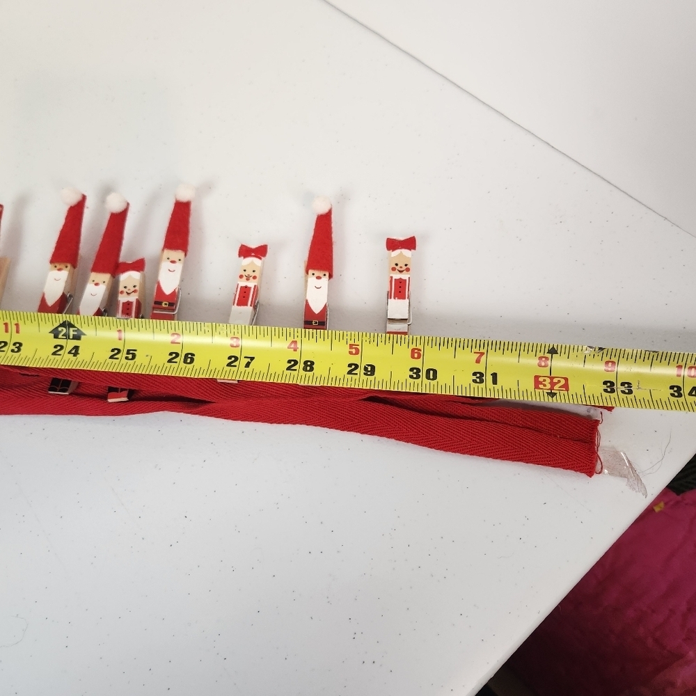 Christmas Clothes Pins Hanging Card Holder Ribbon Decoration Hand Painted Santa - Picture 6 of 6